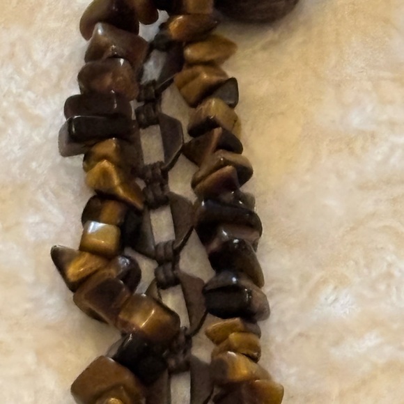 Elegant Tiger’s eye /brass glass Multi-Strand Necklace - Picture 6 of 7